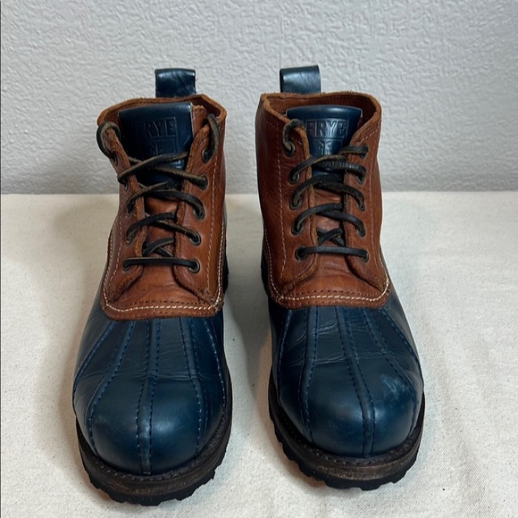 Frye Men’s Leather Duck Boots - Size 9.5D - Two-Tone Brown & Navy - Picture 1 of 13